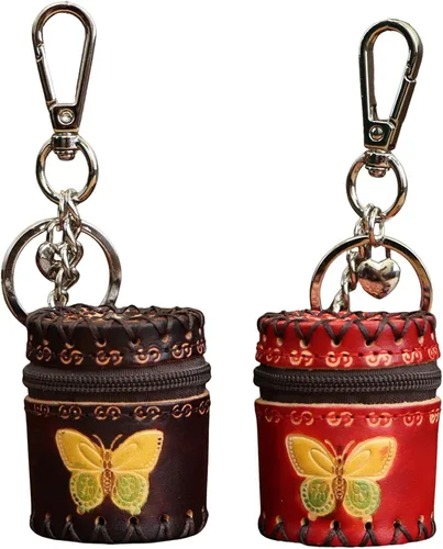 Fanyixuan Bolso de Cuero Mini Hecho a Mano en Forma de Cubo, Colgante de Joyería, Caja de Joyería, Caja de Almacenamiento de Clasificación de
