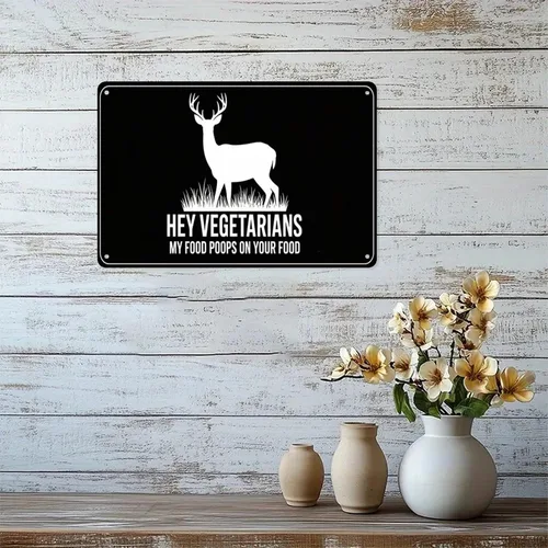 Miniatura 5 de Hey Vegetarians My Food Poops on Your Food Tin Sign Vintage Deer Silhouette Metal Sign Print Aesthetic for Garden Yard Bar Porch Home Bedroom
