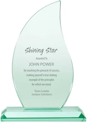 Miniatura 12 de Baudville Trofeo grabado personalizado – Cristal de jade premium – Premio para empleados – Viene en caja de regalo Wisp biselado prémium