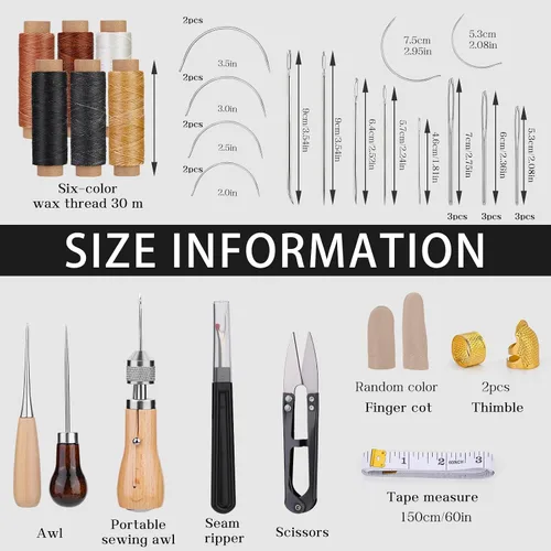 Miniatura 2 de QMNNMA Kit de punzón de costura de 40 piezas con bolsa, herramienta portátil de punzón con instrucciones, kit de punzón de costura Speedy Stitcher