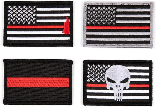 Miniatura 10 de Great 1 Thin Blue Line - Parche de bandera estadounidense, paquete de 4, policía y aplicación de la ley, 2 x 3 pulgadas, cierre de velcro/respaldo