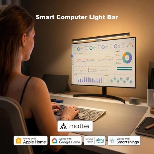 Miniatura 4 de YEELIGHT Barra de luz para monitor, retroiluminación Ra98, lámpara de computadora Ra98 funciona con materia y Alexa para juegos de oficina en casa