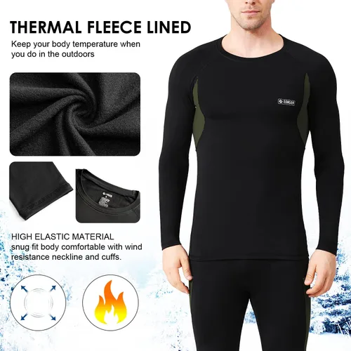 Miniatura 2 de Conjunto de ropa interior térmica para hombre con forro polar para esquí, invierno, capa base cálida para clima frío