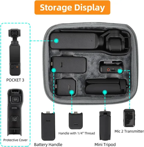 Miniatura 4 de Estuche de transporte de almacenamiento para DJI Osmo POCKET 3, bolsillo portátil 3 cámaras cardán bolsa protectora de viaje, caja organizadora