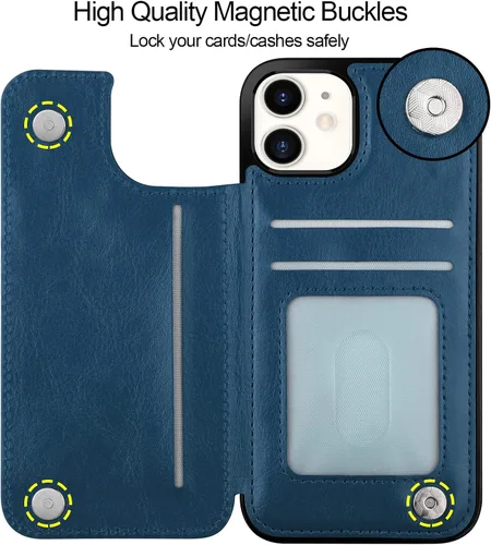 Miniatura 4 de HianDier Funda tipo cartera para iPhone 11 de 6.1 pulgadas, funda protectora delgada con ranura para tarjeta de crédito, funda con cierre magnético