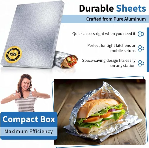 Miniatura 6 de ANGEL'S PEEL LOUNGE Hojas de papel de aluminio resistentes — Hojas de papel de aluminio que retienen el calor para burritos, sándwiches