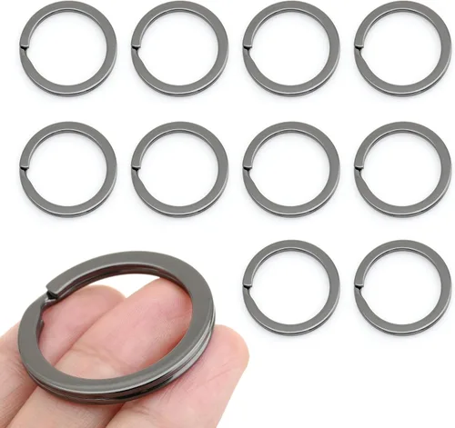 CRAFTMEMORE Llaveros de calidad, anillos planos de metal divididos para llaves de automóvil, accesorios de bricolaje, artesanía en cuero, 10 piezas