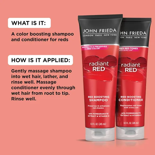 Miniatura 6 de John Frieda Paquete de champú y acondicionador Radiant Red, champú y acondicionador mejorador, ayuda a mejorar los tonos, con granada y vitamina E