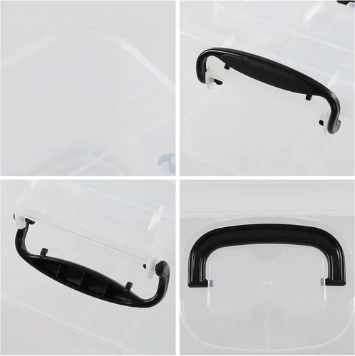 Miniatura 3 de Quickquick - Caja de plástico de 8 L con asa, contenedores de cierre de almacenamiento con asas, transparente, 2 paquetes