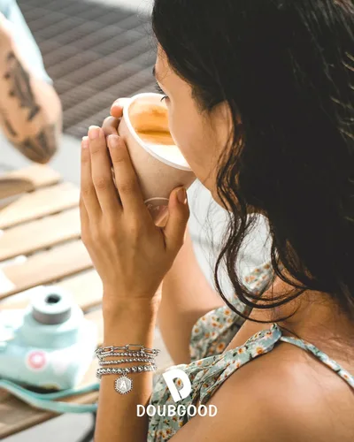 Miniatura 3 de doubgood - Pulseras de cuentas de oro para mujer, juego de pulseras apilables de oro para mujeres y hombres, pulsera de cuentas elásticas chapada