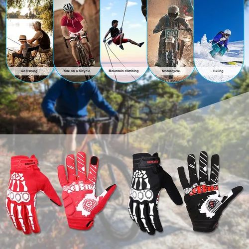 Miniatura 7 de Guantes de ciclismo de esqueleto de hueso para motocicleta guantes de bicicleta acolchados de montaña para hombres y mujeres resistencia al aire
