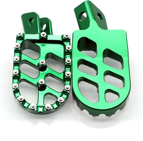 Miniatura 4 de MZS Estriberas para Dirt Bike, Estriberas CNC Motocross KLX 110 Reposapiés MX Pedal de Descanso Verde Compatible con KLX110 2002-2024 / KLX110L