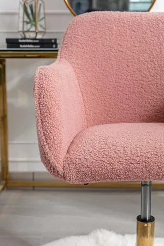 Miniatura 8 de Silla de oficina en casa, silla de escritorio peluda, silla de tocador tapizada y esponjosa, silla de trabajo moderna, silla giratoria ajustable