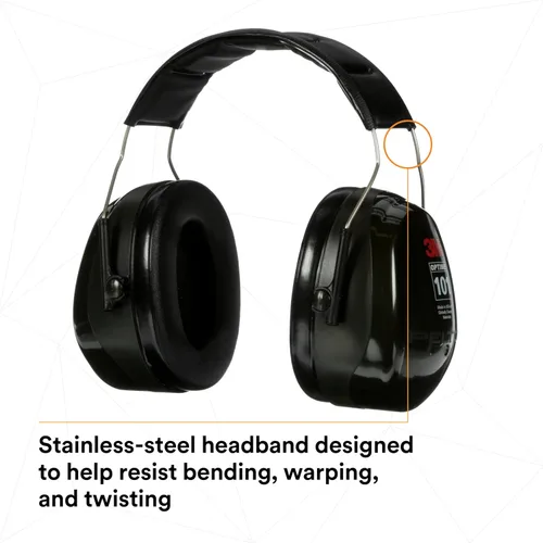 Miniatura 5 de 3M PELTOR Orejeras Optime 101 de protección auditiva, sobre la cabeza, H7A, 25 dB NRR, auriculares ajustables, compatibles con E-A-Rfit, acero