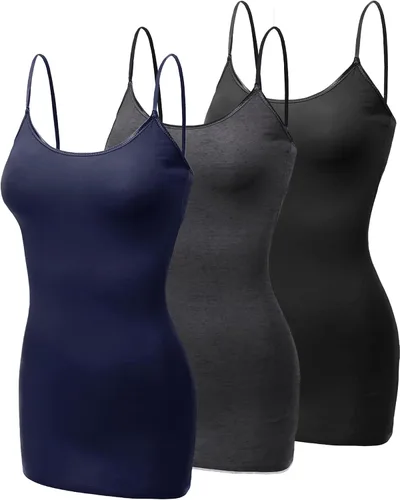 Miniatura 239 de Emmalise Camisola larga casual básica para mujer, con tirantes ajustables, top en capas