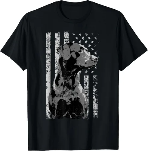 Camiseta de manga corta con bandera patriótica de Estados Unidos de América, regalo para propietarios de laboratorio, Negro -