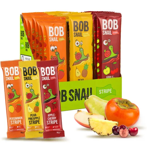 Miniatura 9 de BOB SNAIL Bocadillos de fruta saludables para niños y adultos – 30 bocadillos de fruta en tiras con sabor a manzana-pera, fresa, grosella negra