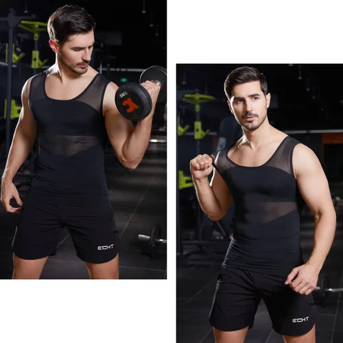 Miniatura 3 de ISUP Mens Compression Shirt Slimming Undershirt Shapewear Body Shaper Chest Compression Tummy Control Tank Top
