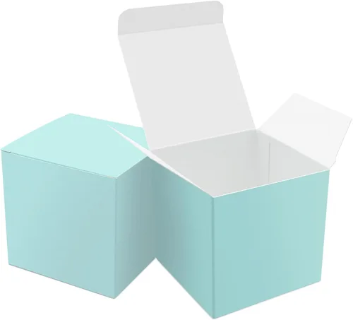 Oletx 25 Piezas Cajas de Regalo de Papel Azul, Pequeñas Cajas de Dulces a Granel, Caja de Regalo de 3 x 3 x 3 Pulgadas con Tapas, Cajas de Golosinas