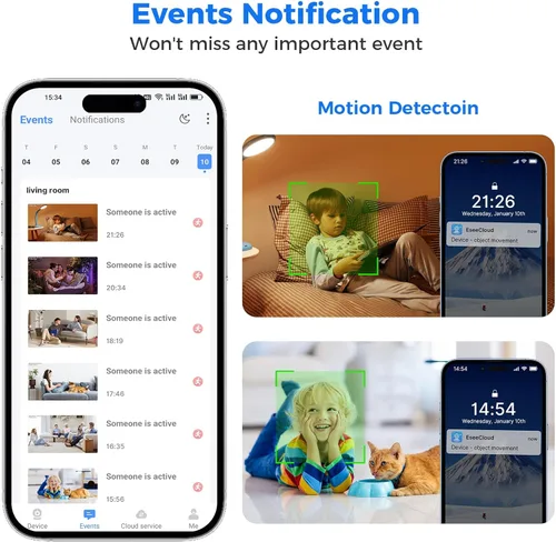 Miniatura 5 de Cámara de seguridad interior Hiseeu, 2.4G/5G 5MP, cámara para bebés y mascotas para seguridad del hogar, PTZ 360°, seguimiento automático, audio