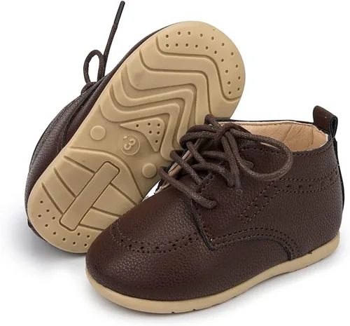 Meckior Mocasines clásicos de piel sintética para bebés, niños y niñas, zapatos de vestir Oxford para primeros pasos, zapatos planos para cuna