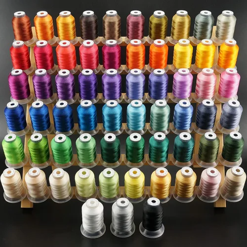 New brothread 63 colores compatibles con Brother Kit de hilo de poliéster para máquina de bordado 500 m (550 yardas) cada bobina compatible con
