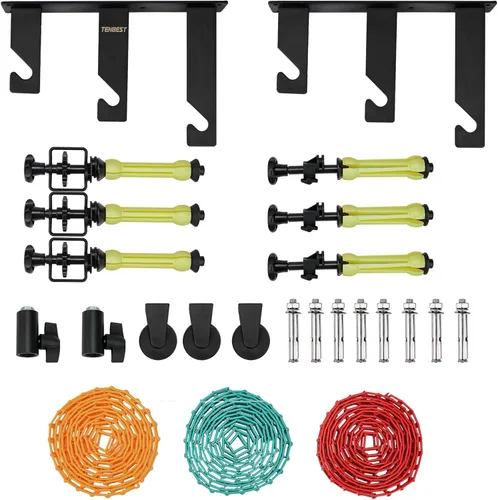 Miniatura 2 de Sistema de soporte de rodillo de fondo de fotografía, 3 rodillos, soporte de fondo de pared, soporte de fondo de soporte de luz Cadena de plástico