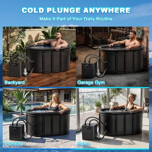 Miniatura 8 de Enfriador de baño de hielo y kit de bañera de inmersión fría, enfriador de inmersión en frío de 1/3 HP con filtro externo y bomba, cápsula de hielo