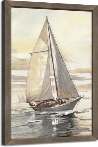 Miniatura 15 de Arte de pared enmarcado costero abstracto, imagen de silla de playa, pintura moderna del océano, impresiones de paisaje marino relajante, decoración