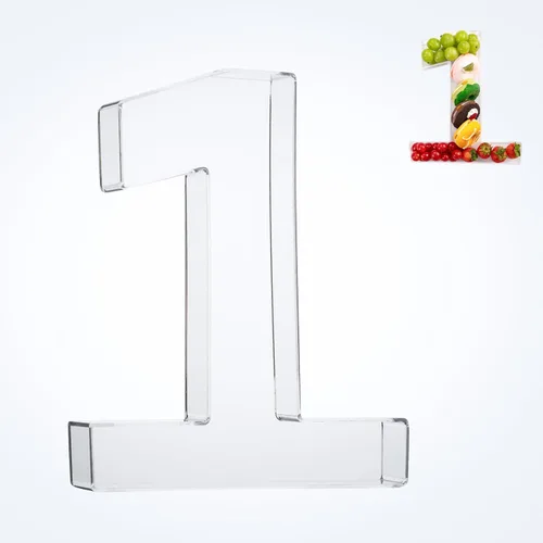 Miniatura 34 de Bandeja de 11" de Acrílico con Letras y Números – Bandeja Reutilizable y Rellenable para Aperitivos de Charcutería, Caja de Servir Postres