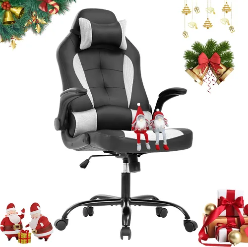 Miniatura 10 de Silla de videojuegos de respaldo alto, silla de computadora con reposacabezas y soporte lumbar, silla de computadora de altura ajustable, silla