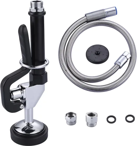 Válvula rociadora de fregadero comercial con manguera: iVIGA 38" Manguera de pulverización de cocina comercial flexible de acero inoxidable -