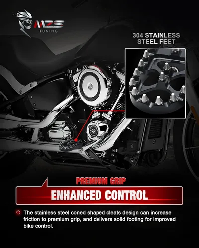 Miniatura 5 de MZS Estriberas delanteras para motocicleta, 2018-2025 Estriberas ajustables Accesorios para pedal de reposo, color negro, compatible con Softail