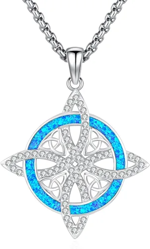 Miniatura 23 de Eusense Collar de ópalo para mujeres y hombres, joyería de ópalo azul y blanco de plata de ley 925 con dije de ópalo auténtico, regalo