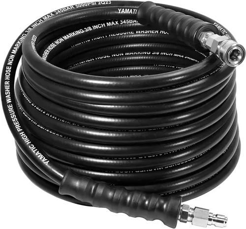 YAMATIC Manguera de lavadora a presión de 3/8" de 50 pies con conector rápido de acero inoxidable, manguera de repuesto de lavadora eléctrica de