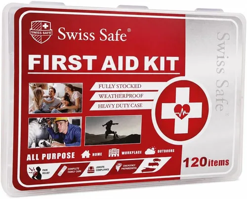 Miniatura 12 de Swiss Safe Kit de emergencia para automóvil 2 en 1 Cables de puente de alta resistencia de 12 pies y kit completo de primeros auxilios