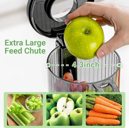 Miniatura 6 de AAOBOSI Exprimidor de prensa en frío, 4.50 pulgadas de conducto de alimentación grande, máquina exprimidora (actualización) de alto rendimiento