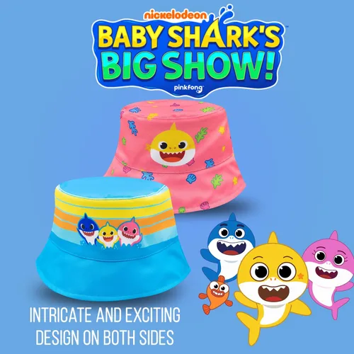 Miniatura 3 de Sombrero de cubo para niños pequeños, sombrero reversible para niños, sombrero de cubo para niñas pequeñas y sombrero de cubo para niños, tiburón