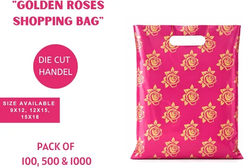 Miniatura 7 de Infinite Pack Bolsos de compras al por menor impresos reutilizables de la mercancía plástica para las boutiques, las tiendas y los centros Rosas