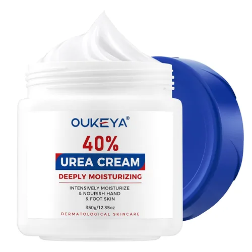 OUKEYA Crema de Urea 40 Por Ciento, Crema para Manos y Pies para Sequedad y Grietas, Loción de Urea para Pies de Fuerza Máxima (350g)