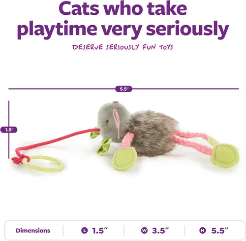 Miniatura 3 de SmartyKat Juguetes de peluche para gatos con forma de ratón hinchable, 3 unidades, multicolor, 3