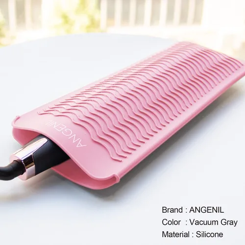 Miniatura 4 de ANGENIL - Alfombrilla de silicona resistente al calor para plancha plana, para viaje con doble voltaje, rizador de pelo, alisador de cabello, Rubor