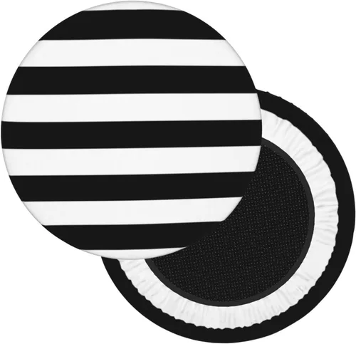 Miniatura 2 de Fundas de taburete de bar redondas elásticas y negras con rayas, fundas de taburete de bar, fundas de asiento de taburete, fundas elásticas