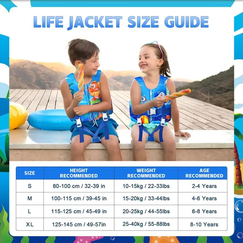 Miniatura 4 de REALIKE Chaleco de Natación para Niños Flotadores para Niños Pequeños Correa de Seguridad Ajustable Ayudas de Natación para Niños Pequeños Niños