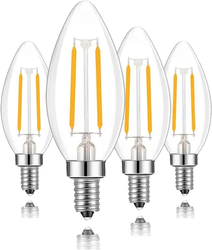 Bombilla Edison de filamento LED de base europea E14, 2 W, blanco cálido, 2700 K, no regulable (paquete de 4)