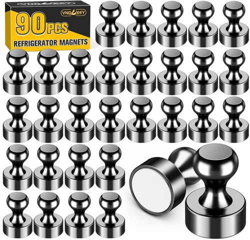 Miniatura 20 de 24 imanes de nevera, imanes para refrigerador, pequeños imanes fuertes, imanes de pizarra blanca para refrigerador, pasadores magnéticos para Negro