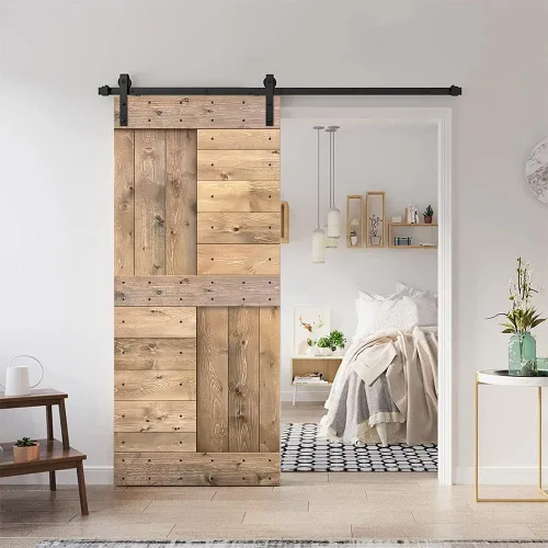 Miniatura 45 de TMS Serie N - Puerta corrediza interior de madera de pino anudada con kit de herrajes deslizantes (32 x 84 pulgadas, blanco)