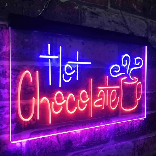 Miniatura 3 de ADVPRO Señal de neón LED de doble color para bebida de chocolate caliente, azul y rojo, 12 x 8 pulgadas st6s32-i3831-br