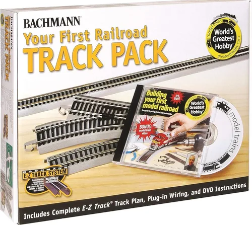 Bachmann Trains Paquete de rieles E-Z Track E-Z Track del mundo más grande del mundo - Riel plateado de níquel con plataforma gris - Escala HO