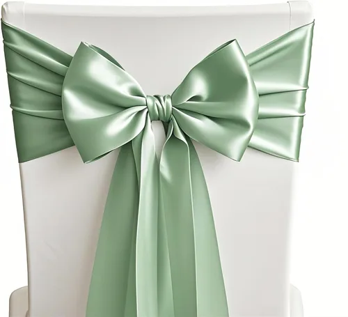 Miniatura 21 de 50 Bandas y Lazos de Satén Azul Bebé para Sillas para Decoración de Bodas, Fiestas de Cumpleaños y Fiestas - Cintas de 7x108 Pulgadas, Lazos